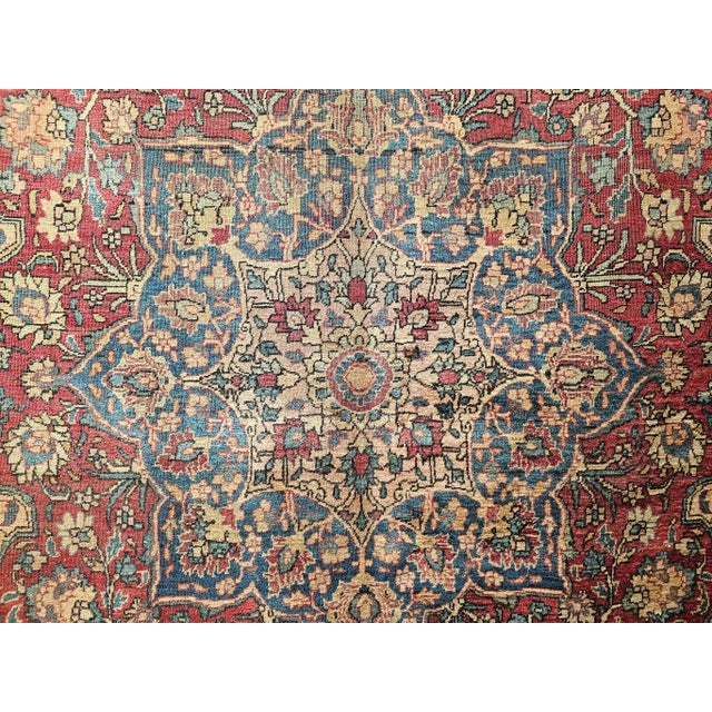 19th Century Persian Kerman Lavar Rug, Handwoven Floral Pattern, Red & Ivory, 8’ X 11’ For Sale - Image 12 of 12