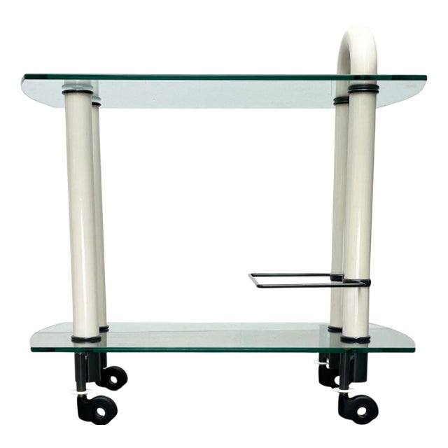Postmodern Italian Glass and Metal Bar Trolley from Metalnova, 1980s For Sale