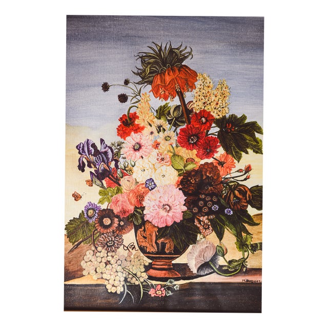 M. Jacquet Lecomte, Floral Bouquet, 1970s, Oil on Canvas For Sale