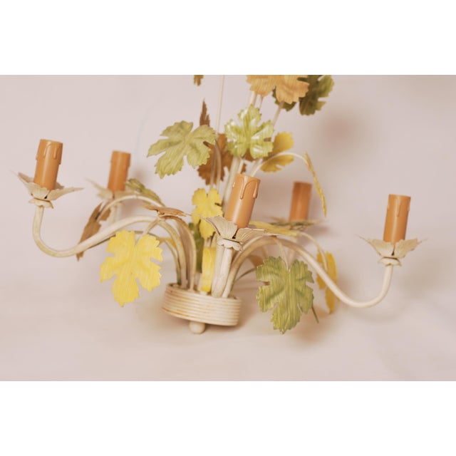Vintage Floral Tin Chandelier, 1970 For Sale - Image 6 of 10