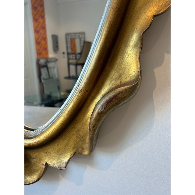 Gold Vintage Gilt and Silvered Wood Wall Mirror For Sale - Image 8 of 10