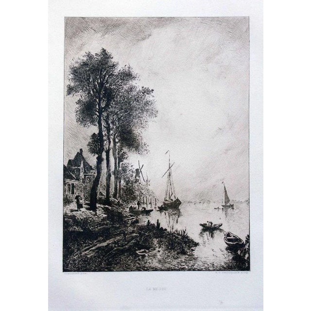 Original etching by Robert Pierre Grouiller after a painting by Johan Barthold Jongkind. Signed and dated on plate by...