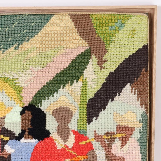 Mid-Century Modern Needlepoint Wall Hanging With a Musical Theme For Sale - Image 3 of 10
