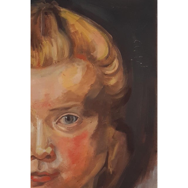 Realism Antique Oil Painting: "Portrait of a Girl" by Ukrainian Artist Artemieva 60-40 For Sale - Image 3 of 6