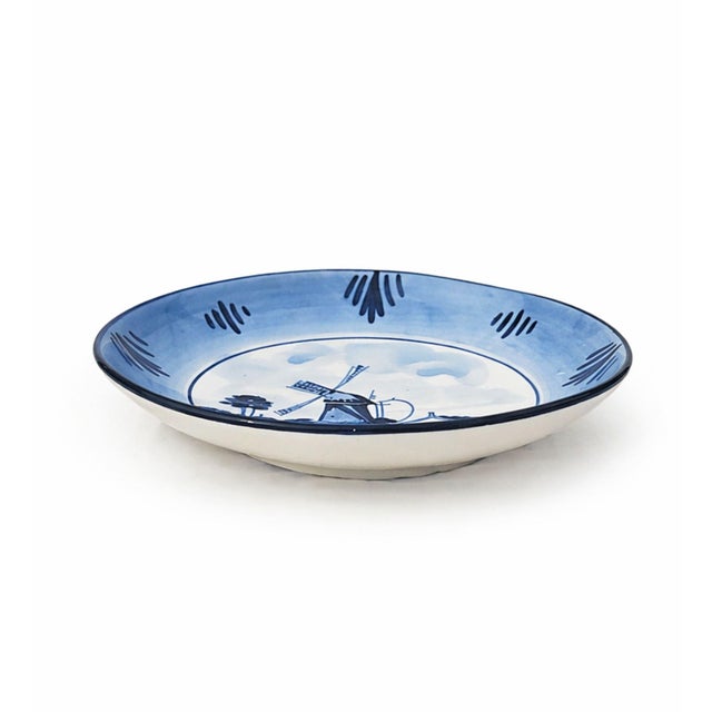 Delft Vintage Delft Holland Blue & White Windmill Ceramic Plate Wall Decor For Sale - Image 4 of 5