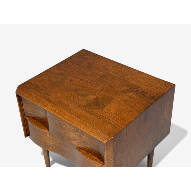 Edmond J Spence, Swedish Modern, Maple, Rare Wave Nightstands, 1950s, A Pair For Sale - Image 9 of 17