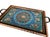 Blue Hand Carved Floral Center Design Copper Tray with Handles For Sale - Image 8 of 10