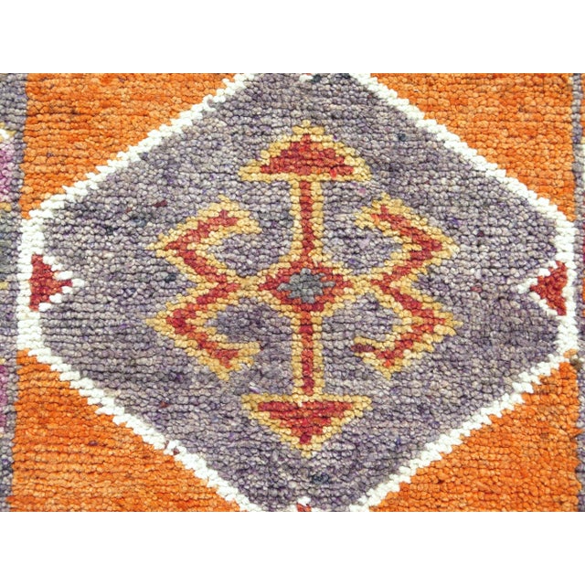 70s Orangecolor Herki Carpet Runner Long Runner Rug For Sale - Image 9 of 11