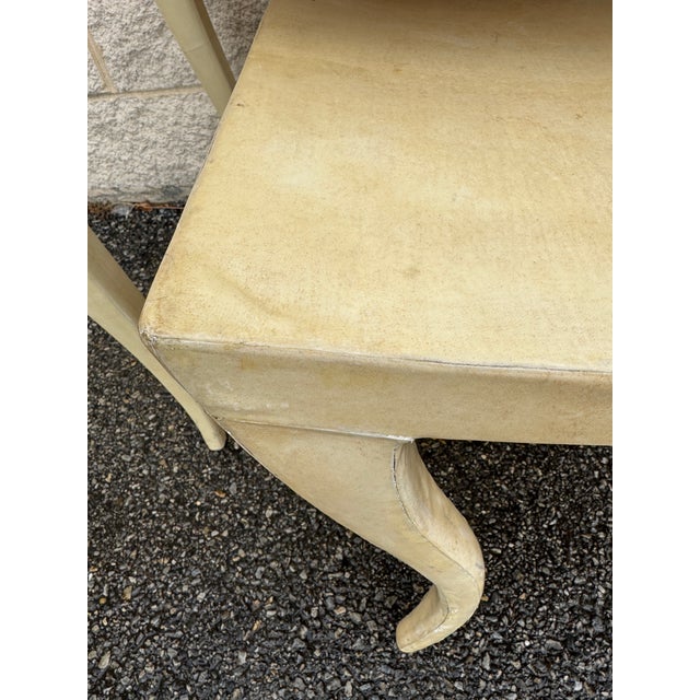 Late 20th Century French Cream Vanity Table With Mirror and Matching Bench, 2 Pieces For Sale - Image 14 of 15