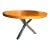 Attributed to Pangea Home Round Remi Wood & Polished Stainless Steel Metal Dining Table For Sale