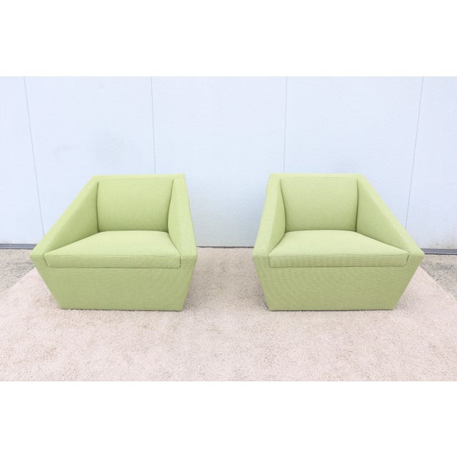 Bernhardt Modern Brad Ascalon for Bernhardt Design Pillar Green Lounge Chairs - a Pair For Sale - Image 4 of 13