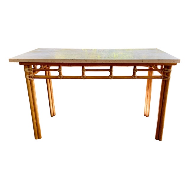 McGuire Furniture Co Tessellated Stone Top Console Table For Sale