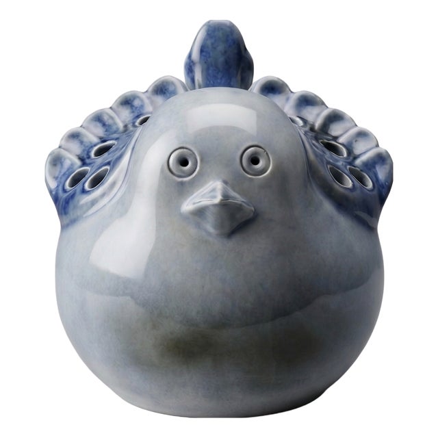 Vintage French Blue Porcelain Bird from Virebent, 1970s For Sale