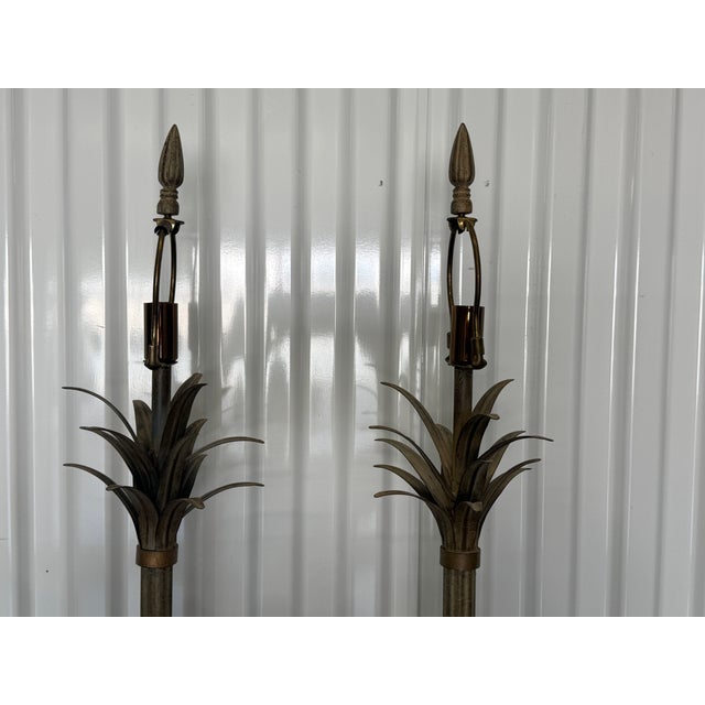 Late 20th Century Statuesque Palm Tree Lamps - A Pair For Sale - Image 4 of 8