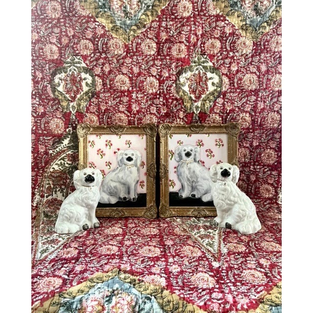 Chloe & Charles the White Staffordshire Dogs and Their Portraits For Sale - Image 12 of 12