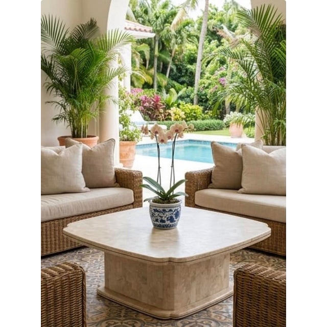 Vintage Hollywood Regency Tessellated Resin Square Coffee Table For Sale - Image 10 of 12