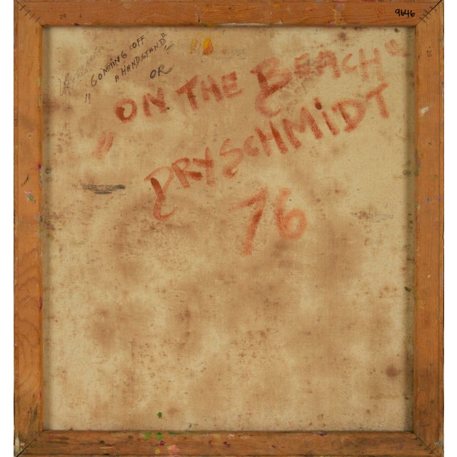 Textile "On the Beach" - 1976 Original Textured Oil on Canvas by Harald Dry Schmidt For Sale - Image 7 of 7