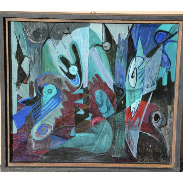 Ernst Weiers 1909 Oespel – 1978 Bernried "Night Forest" Reverse glass painting, framed [original frame] Monogrammed and...