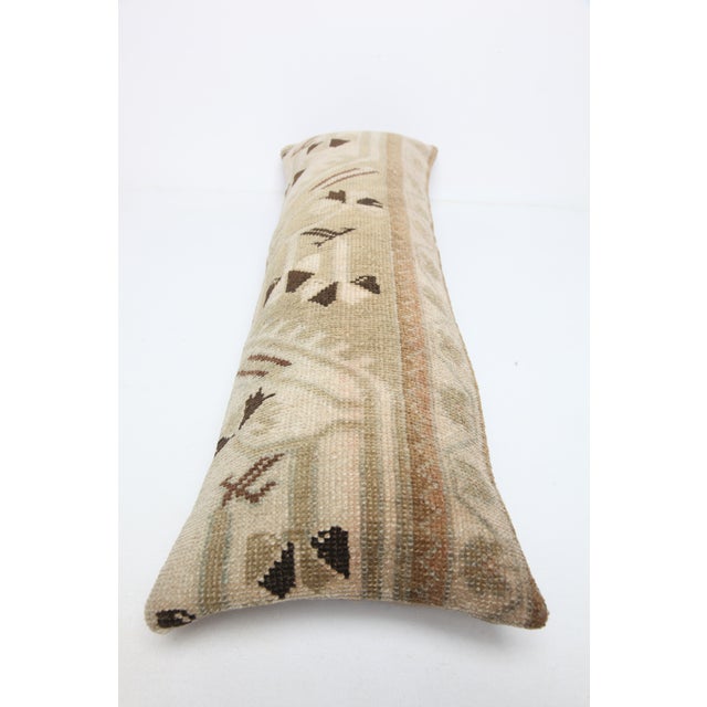 Taupe Handmade Vintage Sitting Rug Pillow Cover -12'' X 37'' For Sale - Image 8 of 8