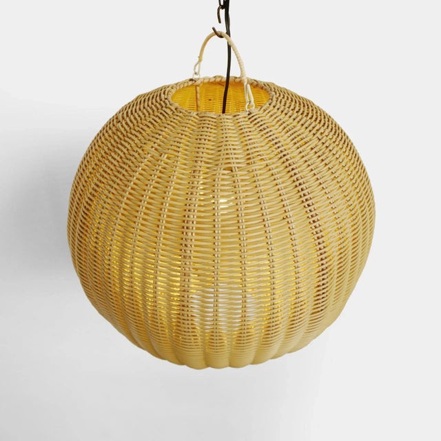 Contemporary Faux Rattan Globe Pendant Light Small For Sale - Image 3 of 10