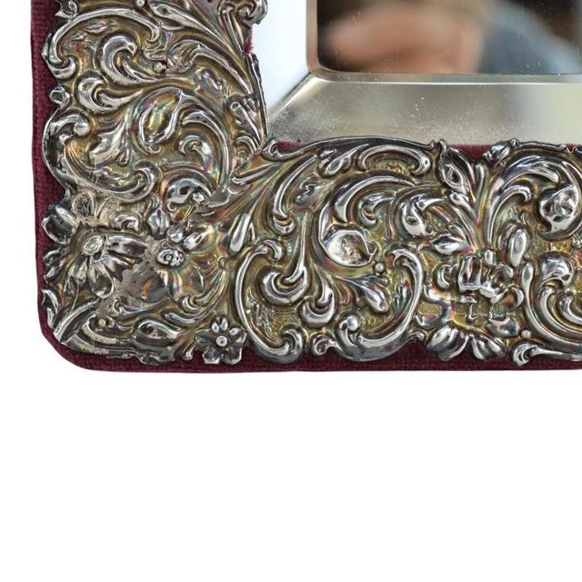 1900 - 1909 Victorian Floral Repousse Embossed Sterling Silver Dresser Mirror C1900 For Sale - Image 5 of 9