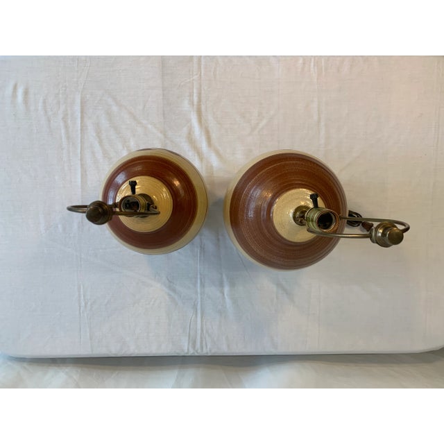 Pair of 1970’s Vintage Earthenware Mountain Cabin Lamps For Sale - Image 9 of 11
