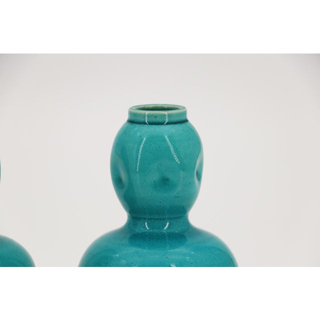 19th Century 19th Century Burmantofts Pottery Set of Two Turquoise Vases For Sale - Image 5 of 14