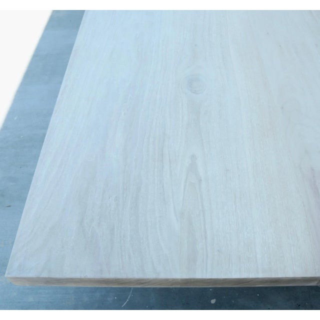 Off-white Custom Cross Base Pedestal Table Made from Walnut For Sale - Image 8 of 10