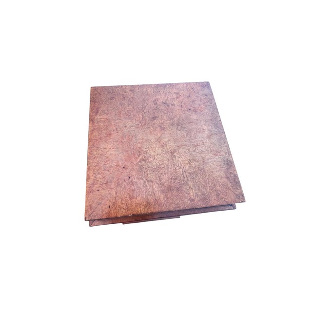 Brown Large Burl Wood Pedestal Greek Key Design For Sale - Image 8 of 17