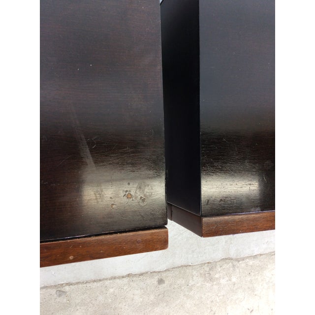 1970s Pair of Mid Century Modern Two Drawer Nightstands With Chrome Accents For Sale - Image 18 of 18