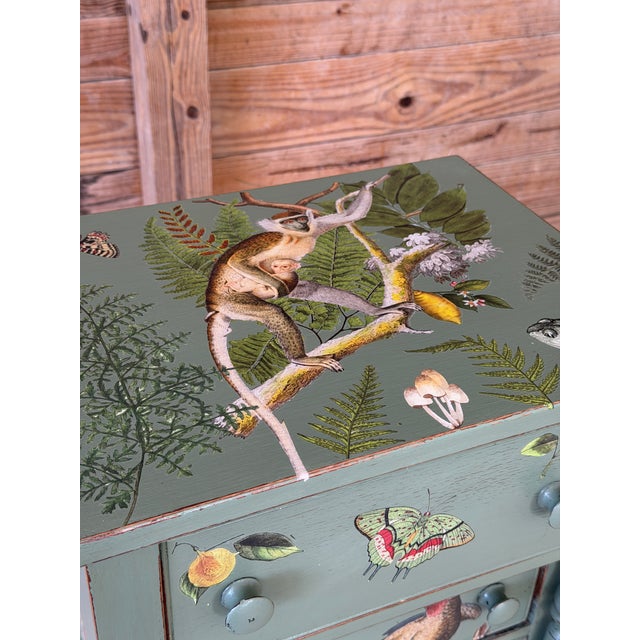 Custom Painted Tropical Decoupage Appliqué Four Drawer Chest For Sale In Naples, FL - Image 6 of 12