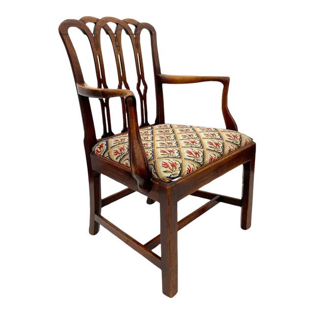 18th Century English George III Mahogany Upholstered Seat Armchair For Sale