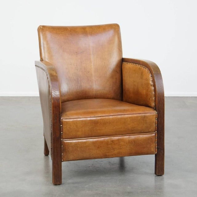Art Deco Club Chair in Sheep Leather For Sale - Image 15 of 15