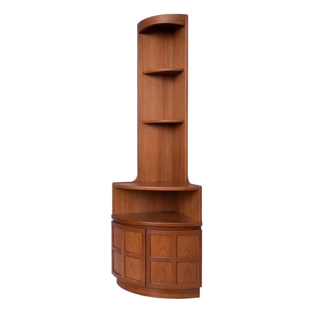Vintage Square Teak Corner Display Cabinet from Nathan, 1970s For Sale