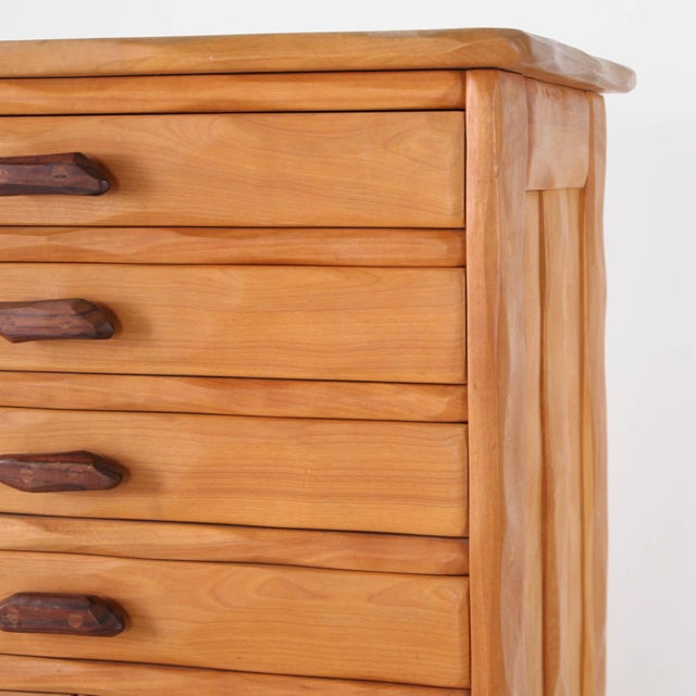 Small Carved Wood Chest of Drawers, 1980s For Sale - Image 15 of 18