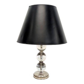 Stacked Crystal Sphere Table Lamp With Chrome Accents For Sale
