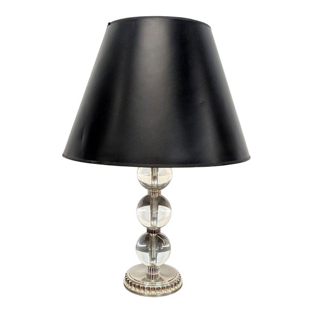 Stacked Crystal Sphere Table Lamp With Chrome Accents For Sale