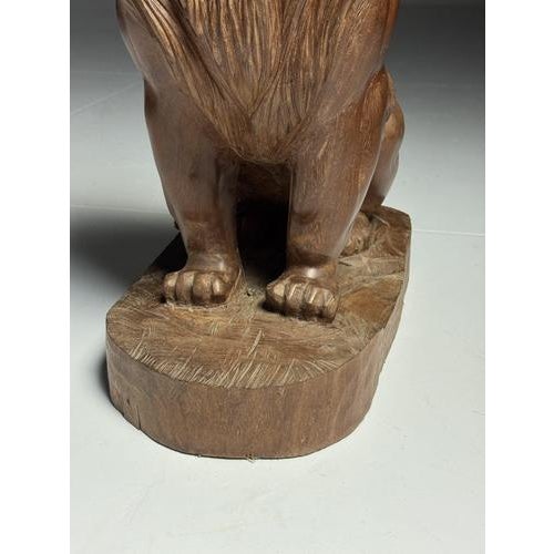 Asian Carved Wood Lion Statue For Sale - Image 5 of 16