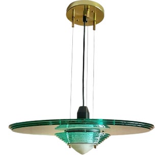 1980s Post Modern Scalini Glass Pendant Light by Gaetano Sciolari for Lightolier For Sale