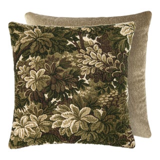 Scalamandre 22" x 22" Ridge Edge / Velvet Pillow in Moss For Sale