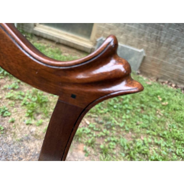 Chippendale Late 20th Century Pair of Henkel Harris Chippendale Style Carved Mahogany Dining Side Chairs For Sale - Image 3 of 16
