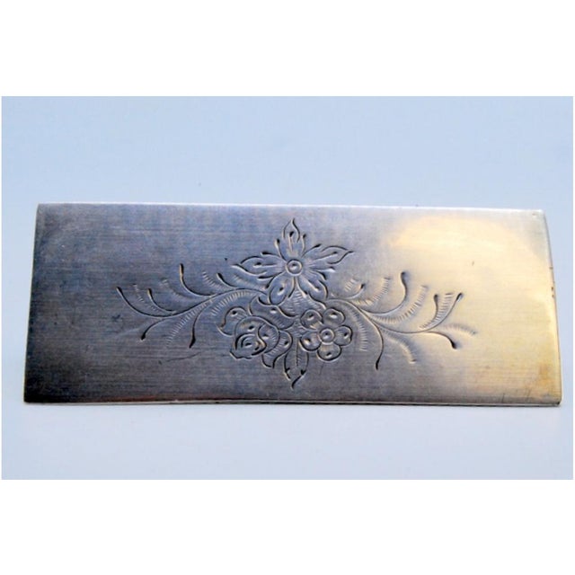 Silver Triangular Silver Toothpick Holder with Engraved Floral Motifs For Sale - Image 8 of 10