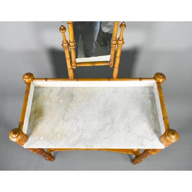 Antique French Napoleon III Style Faux Bamboo Washstand, 1890s For Sale - Image 5 of 14