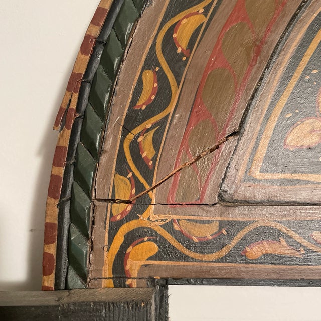 Early 20th Century Antique Traditional Moroccan Hand Painted Wood Arrow/Arch Window Decor For Sale - Image 5 of 13