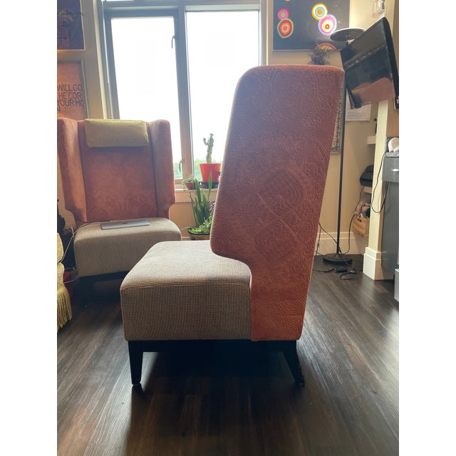 Apricot Custom-Commissioned Set of Wingback Chairs (4) For Sale - Image 8 of 15