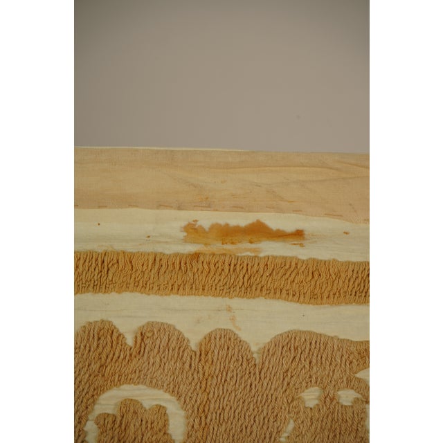 Rustic Brown & Orange Suzani Quilt | Authentic Central Asian Textile 3'4'' X 4'6'' For Sale - Image 10 of 11