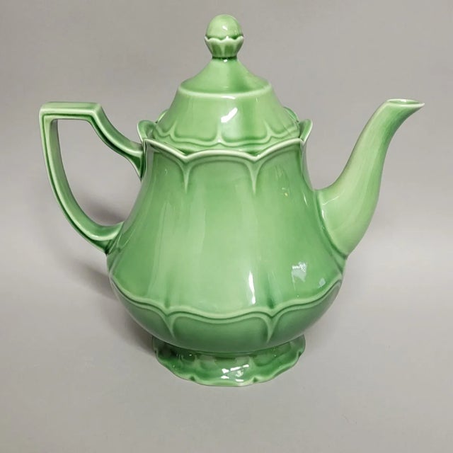 Vintage Johnson Brothers Jade Green Ironstone Coffee & Tea Service, 4-Piece Set, Mid-Century For Sale In Raleigh - Image 6 of 11