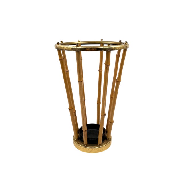 Hollywood regency bamboo umbrella rack France, 1970 Bamboo & brass H 41 cm x 26 cm diam. Conditions: excellent consistent...