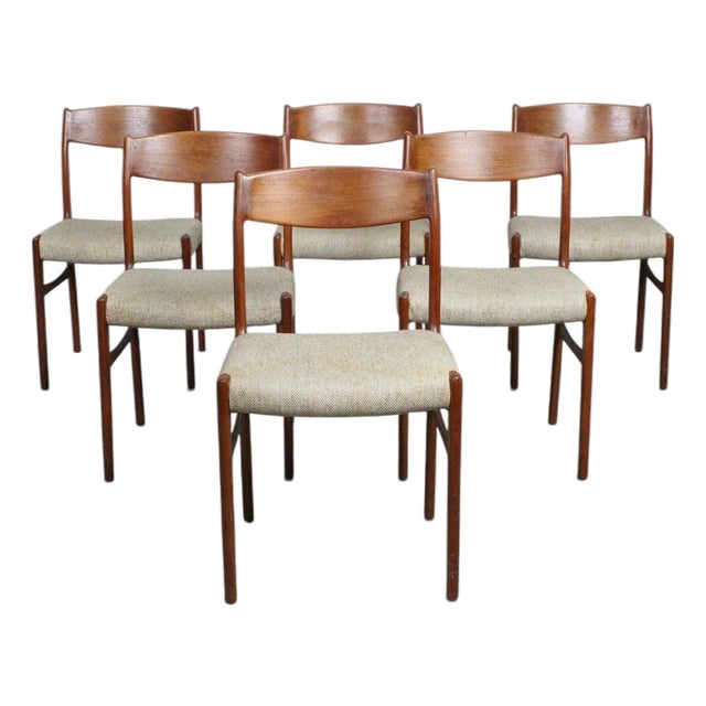 Mid 20th Century Set of Six Teak Dining Chairs by Glyngøre Stølefabrik For Sale
