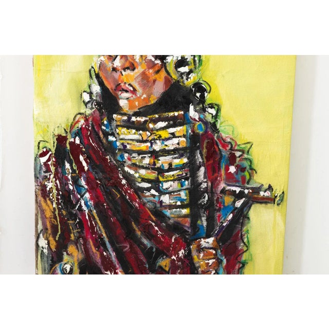 Abstract Abstract Painting of an Indian on Canvas For Sale - Image 3 of 10